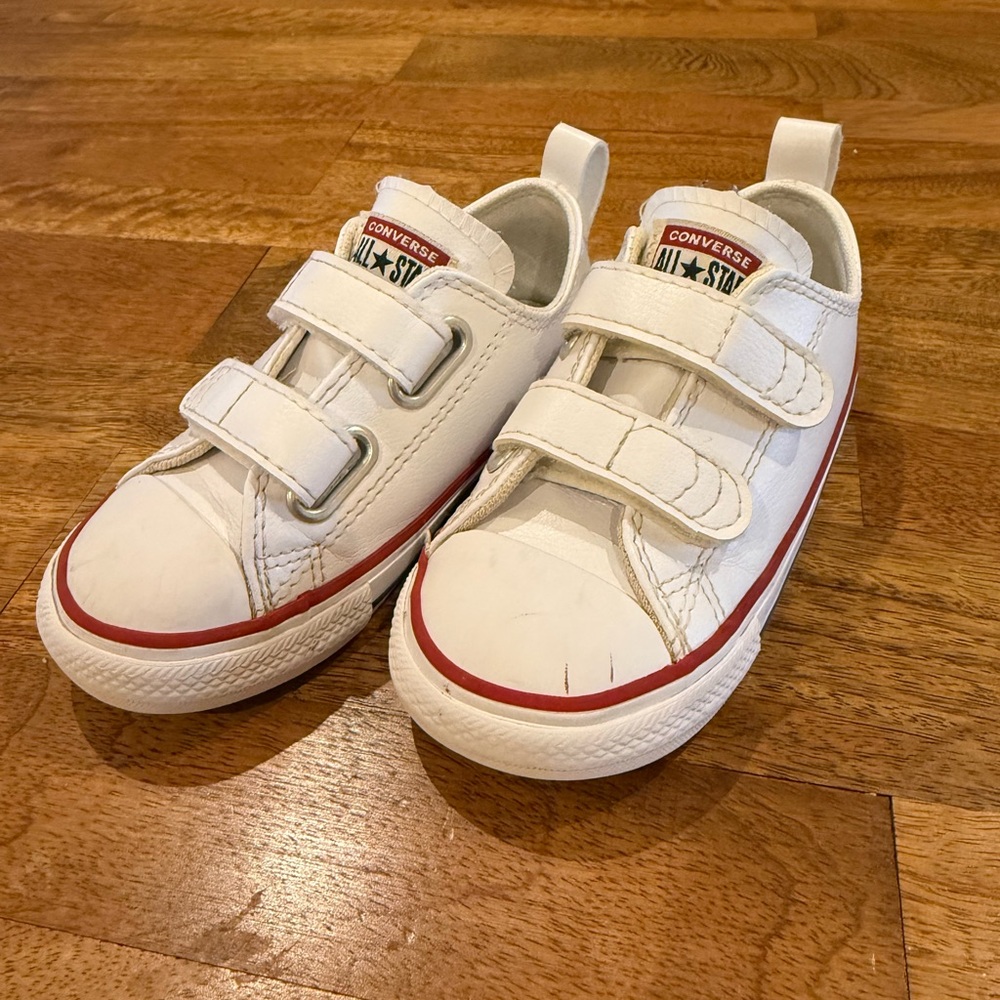 Converse White and Red Velcro Sneakers - 8c